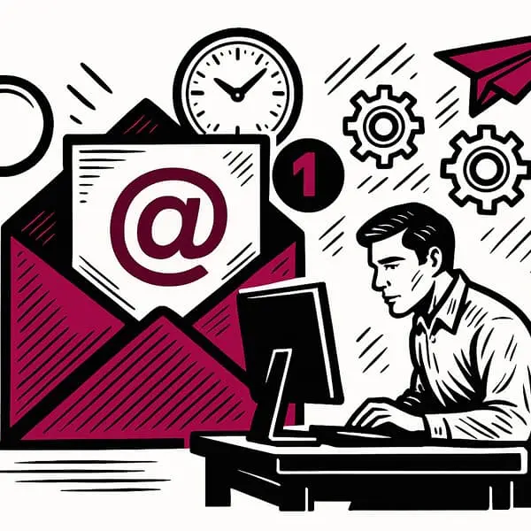 homme qui envoie email