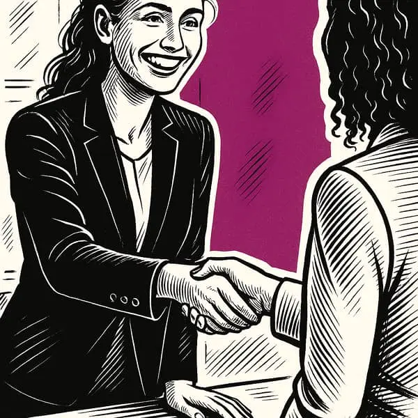 Nouveau salarié serre la main de la RH