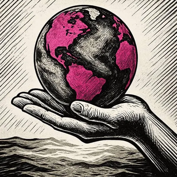 Globe terrestre porté dans une main