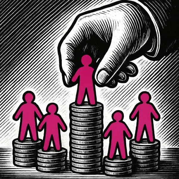 pièces et bonhommes manipulés par une main d'homme