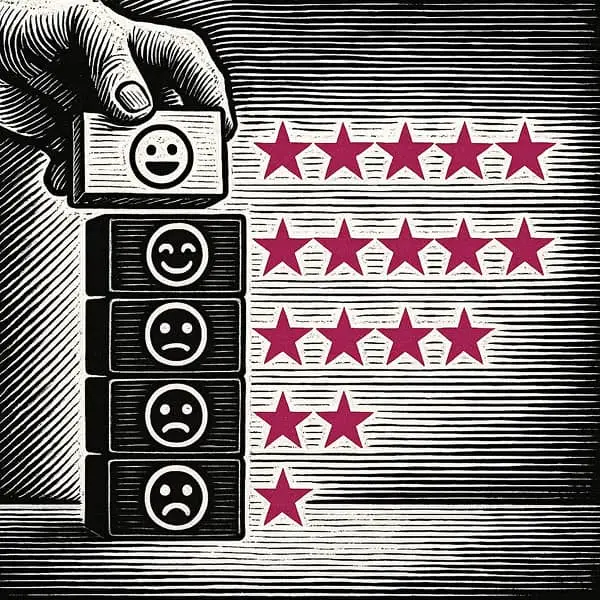 main qui pose des dominos avec des smileys gravés dessus