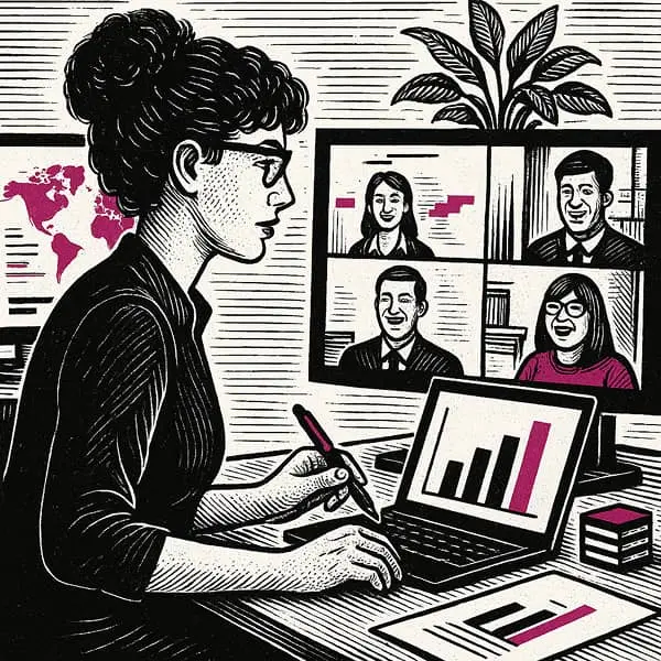 femme freelance en télétravail