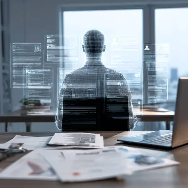 Illustration réaliste de l’intelligence artificielle appliquée à la recherche d’emploi et au recrutement