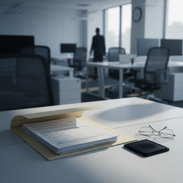 Dossier médical et formulaire d'arrêt de travail posés sur un bureau de service RH, illustration du contrôle des arrêts maladie